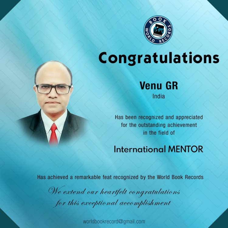 Venu GR Bagged Outstanding Achievement in  International MENTOR