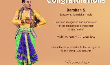 Darshan S Bagged Outstanding Achievement in Multi-talented 22 year boy