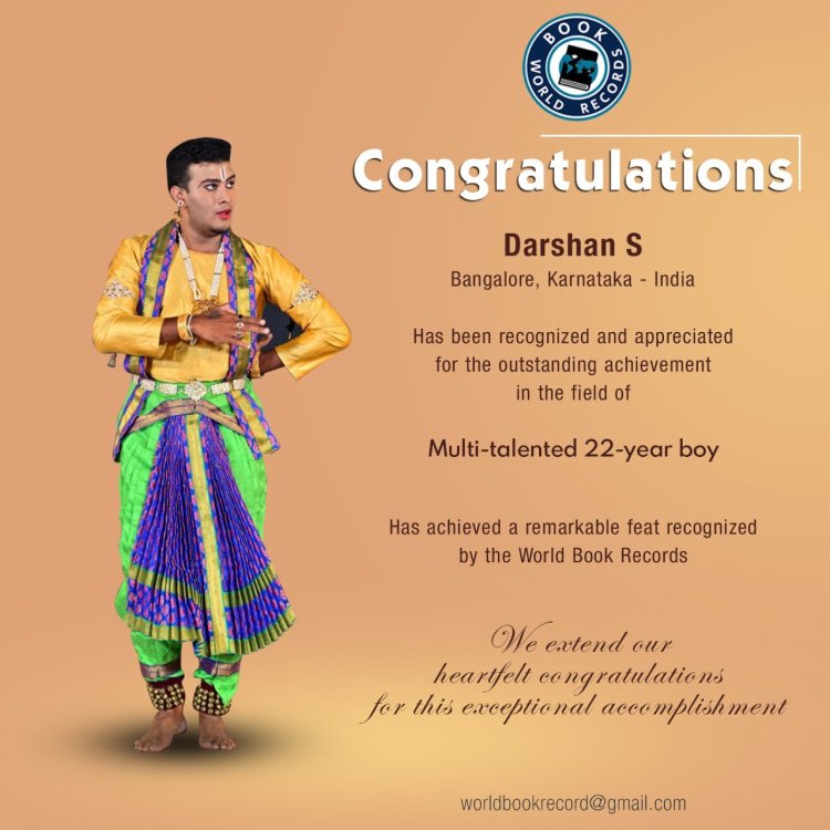 Darshan S Bagged Outstanding Achievement in Multi-talented 22 year boy