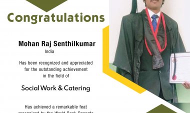 Mohan Raj Senthilkumar Bagged Social Work and Catering