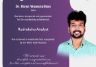 Dr Kiran Viswanathan Bagged  Award for  Rudraksha Analyst